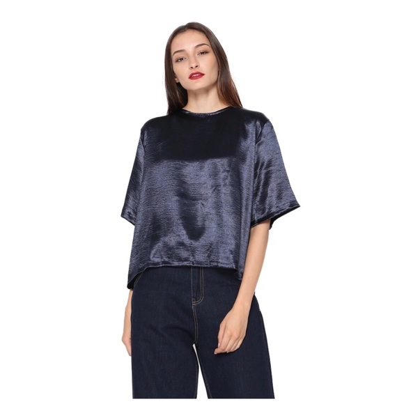 Silky Ink Blue Grommet Fasten Reversible Top - Picture 2 of 5